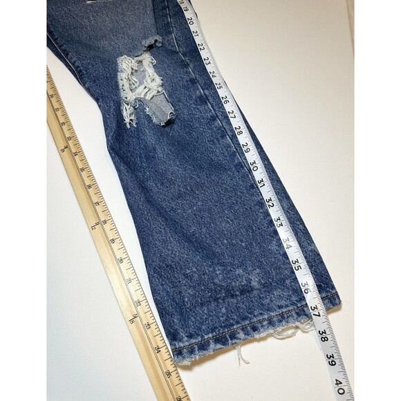 Levi's Athens Ranks 501 Distressed Button‎ Fly Straight Crop Jeans Women 32 X 26 - Picture 14 of 14